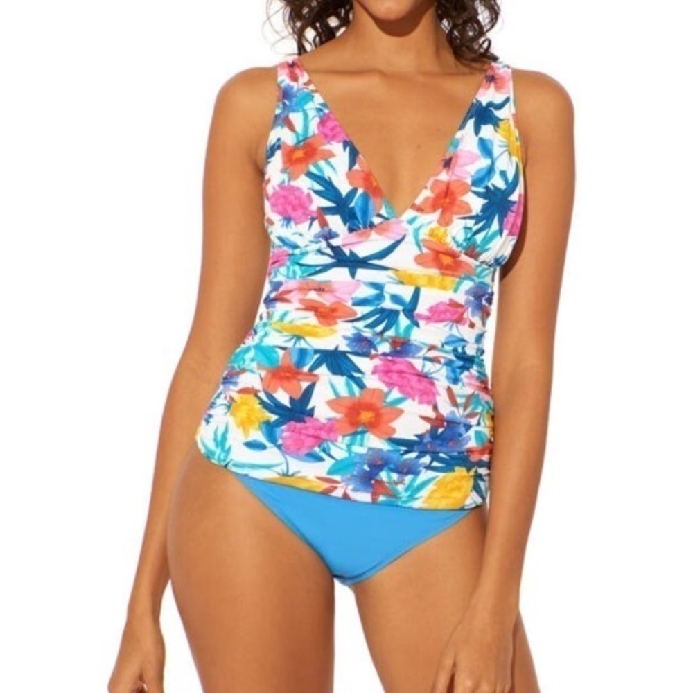 Bleu Rod Beattie Floral Tankini 4‎ White Top